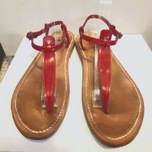 K.JACQUES St. Tropez "PICON" Red Patent Leather Thong Sandals sz.8/38 Ret.$270